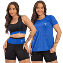 Kit Conjunto Fitness Feminino + Camiseta Roupa Academia