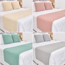 Kit Peseira Manta Tricot Cama Casal Efeito 3D + 2 Capas Almofadas (14 Cores)