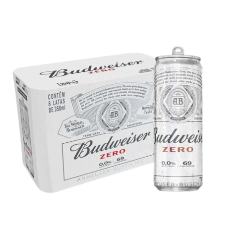 Pack com 8 Cervejas Budweiser Zero Álcool 350ml
