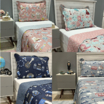 Kit Cobre Leito Colcha Matelada 2 Peças Micro Percal 150 Fios Boutis Kids