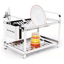 Escorredor 16 Pratos Em Aço Inox Com Porta Talheres Inox Mak