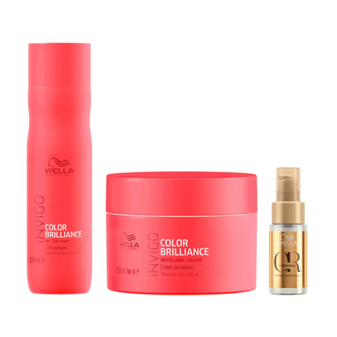 Kit Wella Professionals Invigo Color Brilliance – Shampoo 250ml + Máscara 150ml + Óleo Capilar 30ml