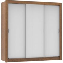 Guarda Roupa Casal Madesa Mônaco 3 Portas de Correr – Rustic/Branco