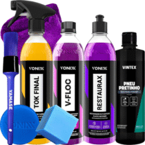 Kit Shampoo V-Floc Cera Tok Final Pneu Pretinho Restaurax Vonixx