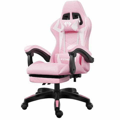 Cadeira Gamer Ergonômica Reclinavel Python Fly X12 Pro de Couro Sintético Rosa
