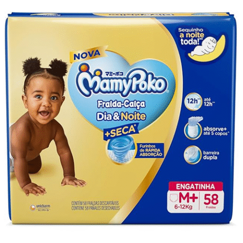 MamyPoko Fralda-Calça Dia&Noite M 58 Unidades