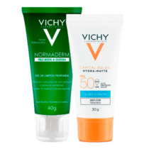 Kit Vichy Protetor Solar Facial FPS 60 Capital Soleil UV-Pigment Control 2.0 40g + Gel de Limpeza Normaderm 50g