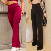 Calça Legging Flare Bailarina Leg Boca De Sino Cintura Alta