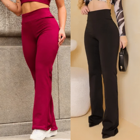 Calça Legging Flare Bailarina Leg Boca De Sino Cintura Alta