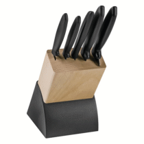 Jogo De Facas 6 Peças Com Cepo Tramontina Inox Plenus