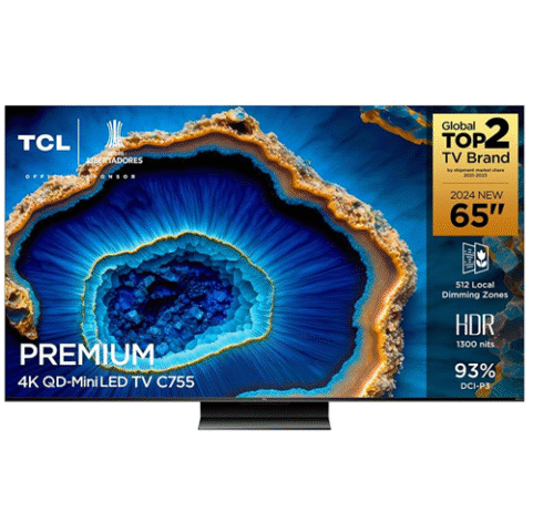Smart TV 65” TCL Premium 65C6K 4K QD-Mini Led 144Hz com Sistema Operacional Google TV