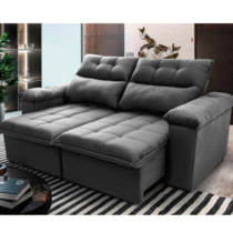 Sofá Retrátil Reclinável Verona 2m Velut Cinza Molas no Assento King House
