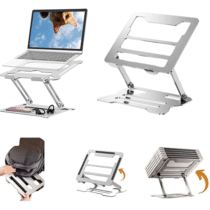 Suporte Dobravel e Ventilado Aluminio Premium para Notebook, Tablets de 10 a 17 polegadas Prata