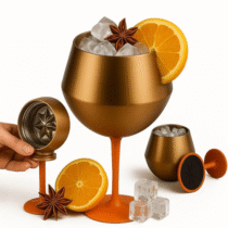 Taça Térmica Inox 2 em 1 Parede Dupla Inquebrável Haste Removível 414ml