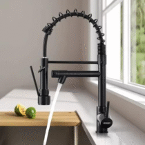 Torneira Gourmet Cozinha Monocomando Com Spray Extensor Volante Em Alavanca Preto