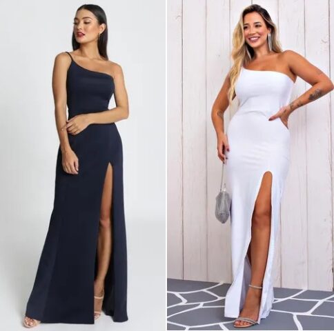 Vestido Festa Longo Feminino Com Fenda Elegante