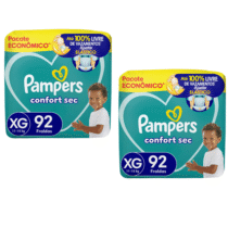 2 Pacotes Fralda Pampers Confort Sec XG 92 Unidades