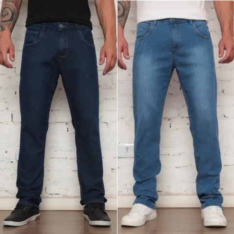 2 Unidades Calça Jeans Masculina Tradicional Corte Reto Urban