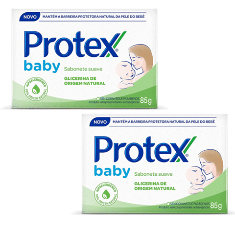 2 Unidades Protex Sabonete Em Barra Protex Baby Glicerina Natural 85g
