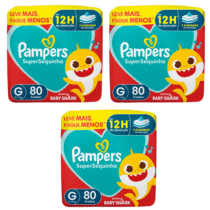 3 Pacotes Fraldas Pampers Supersequinha G 80 Unidades