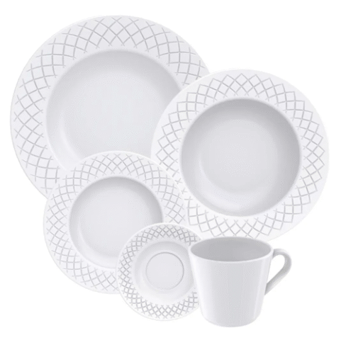 Aparelho de Jantar Ingrid em Porcelana 20 Peças Tramontina Branco