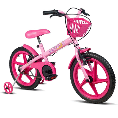 Bicicleta Aro 16 Verden Fofys com cestinha e rodinhas