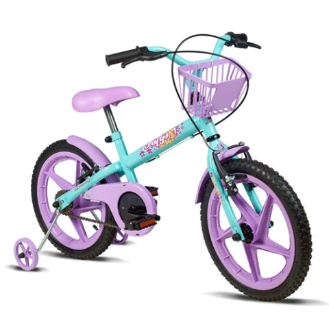 Bicicleta Infantil Aro 16 Verden Fofys com cestinha e rodinhas