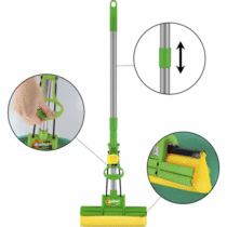 Brilhus Mop Sek+ Lava e Seca com Esponja de Alta Absorção e Cabo Retrátil
