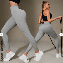 Calça Legging Canelada de Cintura Alta Feminina (7 cores)