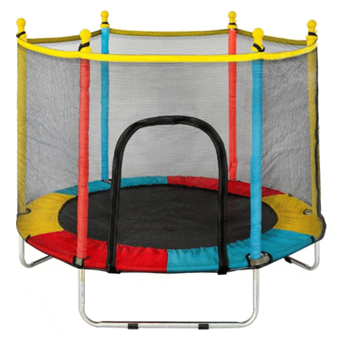 Cama Elástica Infantil com Rede de Proteção140cm x 120cm Colorida – Eloria Kids