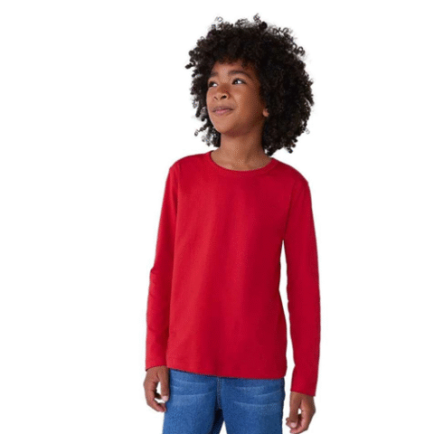 Camiseta Hering Kids Unissex Manga Longa Vermelha – Tam. 2 ao16