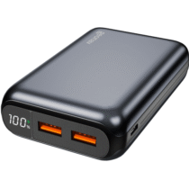 Carregador Portátil Power Bank 20.000mAh Carregamento Rápido LED Indicador de Bateria Cinza