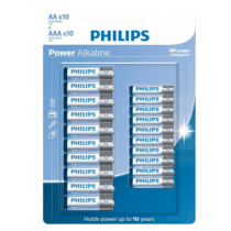 Cartela Pilhas Alcalina Philips 10 Unidades AAA + 10 Unidades AA