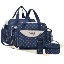 Conjunto Completo Maternidade 5 Peças Premium: Bolsa Grande + Bolsa Média + Lancheira + Bolsa p/ Mamadeira + Trocador