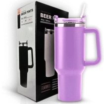 Copo Térmico com Tampa 1,2L Com Canudo Inox Parede Dupla Lilás – YODHE