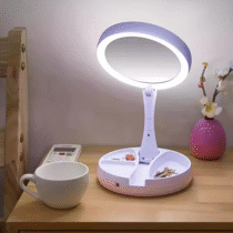 Espelho Facial de Camarim Led Articulável Com Aumento 10x Dupla Face