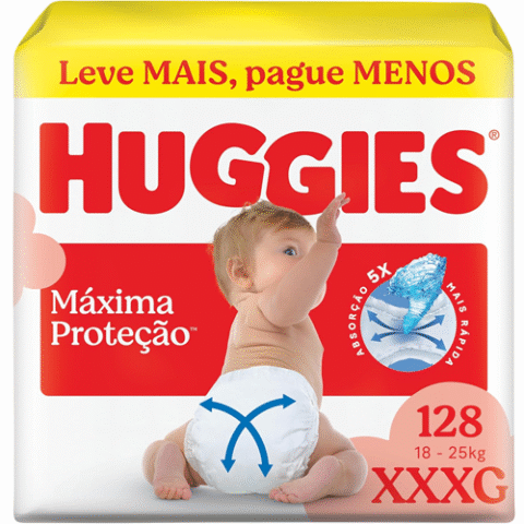 Fralda Descartável Huggies Máxima Proteção XXXG 128 unidades