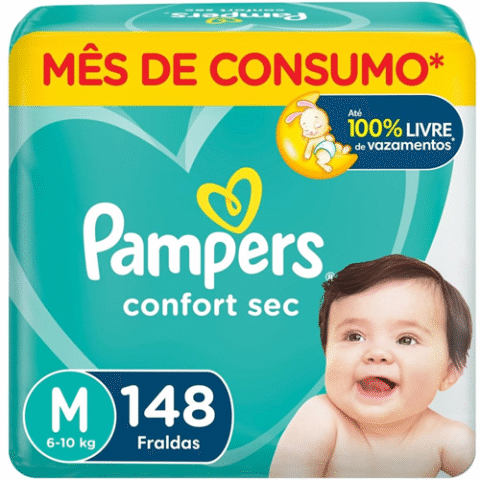 Fralda Pampers Confort Sec M 148 Unidades
