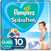 Fralda Pampers Splashers Baby Shark G-XG 10 Unidades