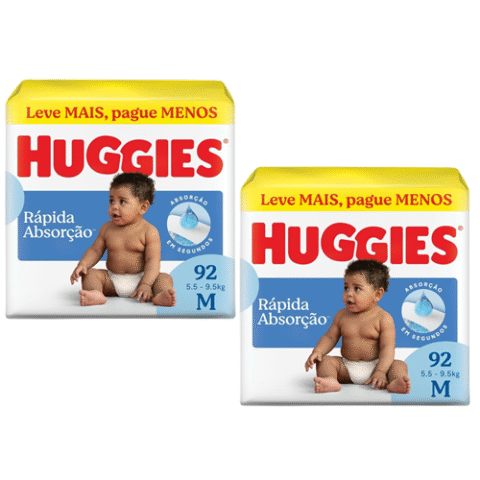 Huggies 2 Pacotes Fralda Tripla Proteção M 92 Unidades
