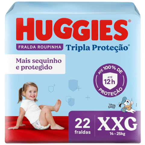 Huggies Fralda Tripla Proteção Roupinha XXG 22 Unidades