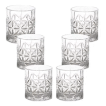Jogo 6 Copos de Whisky de Vidro Transparente Gamma Diamond 340ml