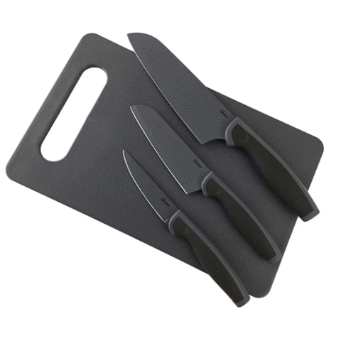 Jogo de Facas e Tábua 4 Peças Slice Craft Oster Preto