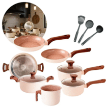 Jogo De Panelas Cerâmico Antiaderente Indução 10 Peças Crema Cook