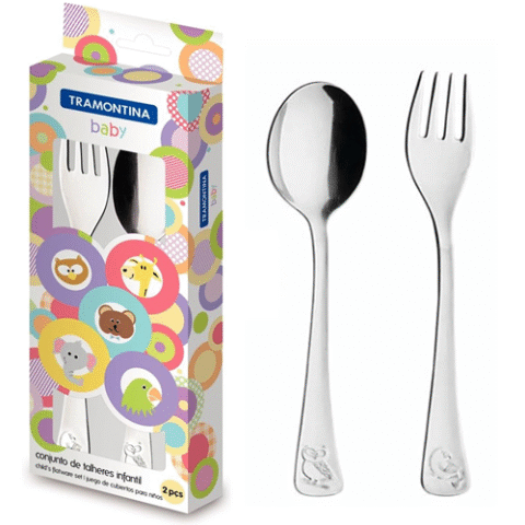 Jogo de Talheres Infantil Tramontina Aço Inox 2 Peças Prata