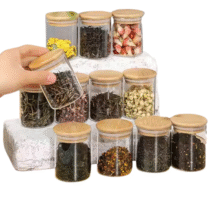 Kit 10 Unidades Porta Temperos Bambu 250ml cada