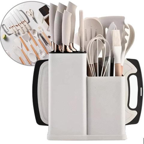 Kit 19 Peças Silicone Antiaderente para Cozinha Branco