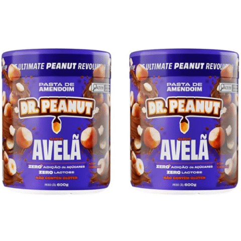 Kit 2 Unidades Dr. Peanut Pasta de Amendoim 600g Whey Protein Avelã