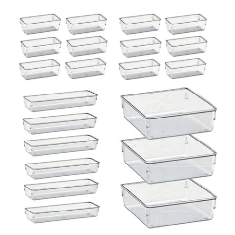 Kit 21 Peças Organizador Multiuso Modular Gavetas Acrilico Rebirth