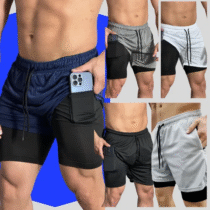 Kit 3 Short Duplo Esportivo 2 Em 1 Com Bolso